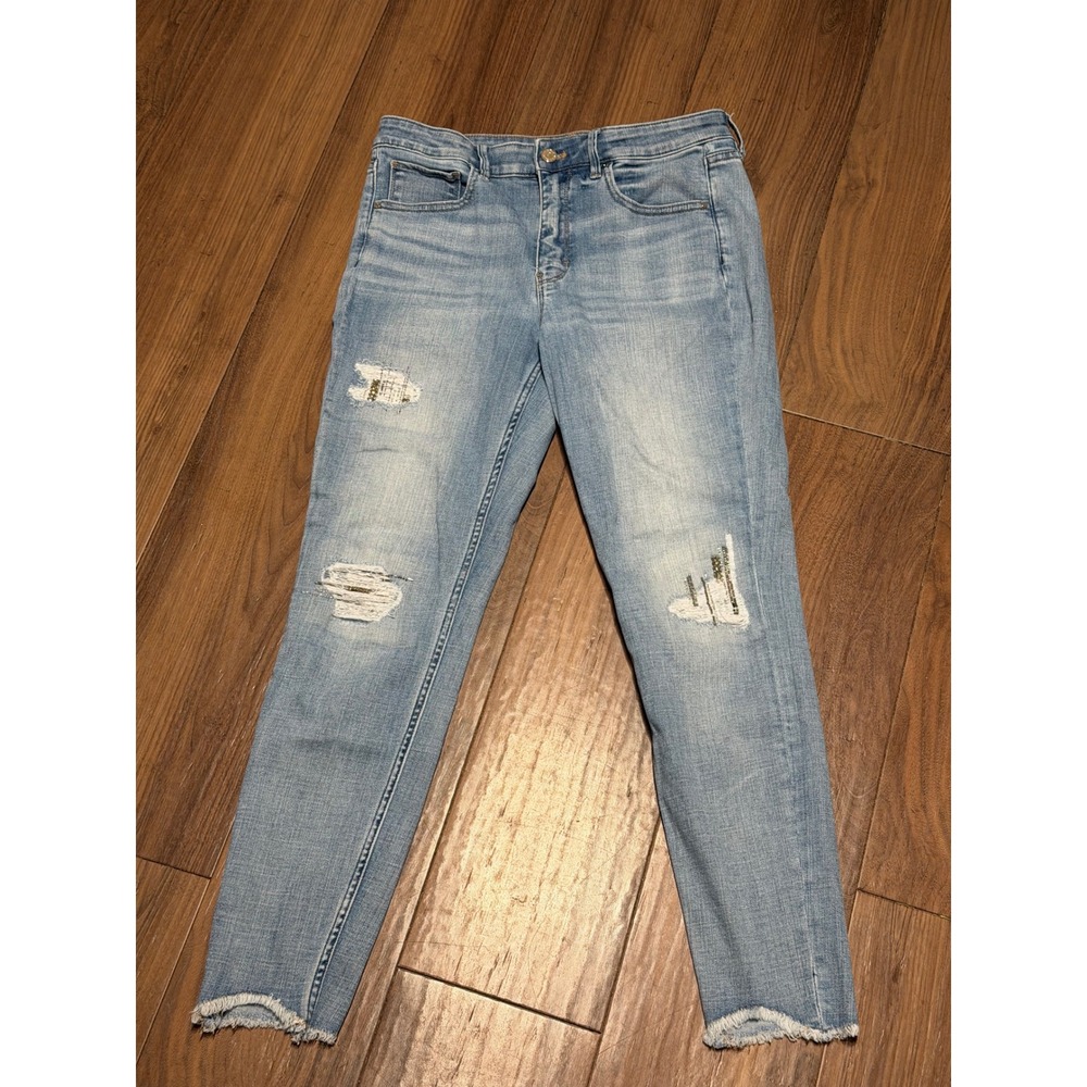 White House Black Market Everyday Soft High Rise Skinny Ankle Jeans Light Wash 8